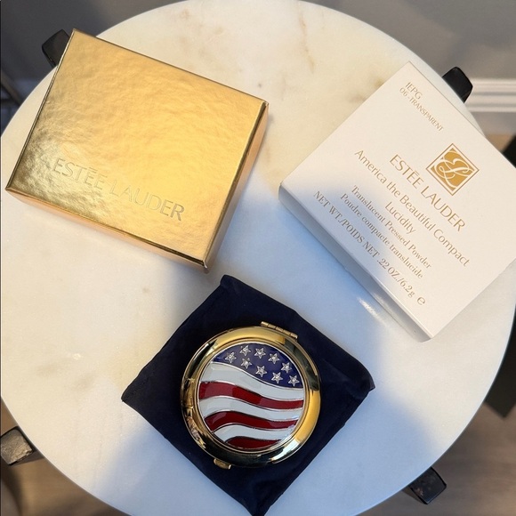 Estee Lauder Other - Estee Lauder Gold Compact with Flag Motif